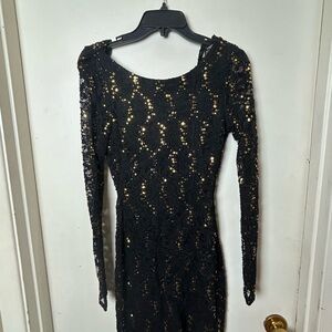Emerald Sundae Black Dress with Gold Sequins